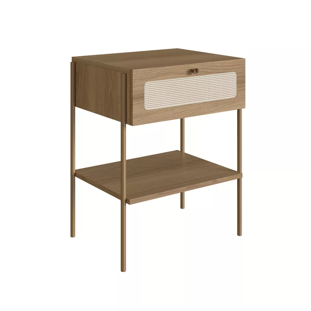 Mesa de Cabeceira Oslo Com 1 Gaveta Pés Em Aço